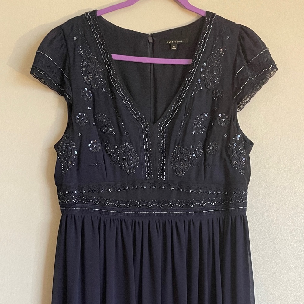 Alex Marie Formal Navy Beaded Gown Size 16